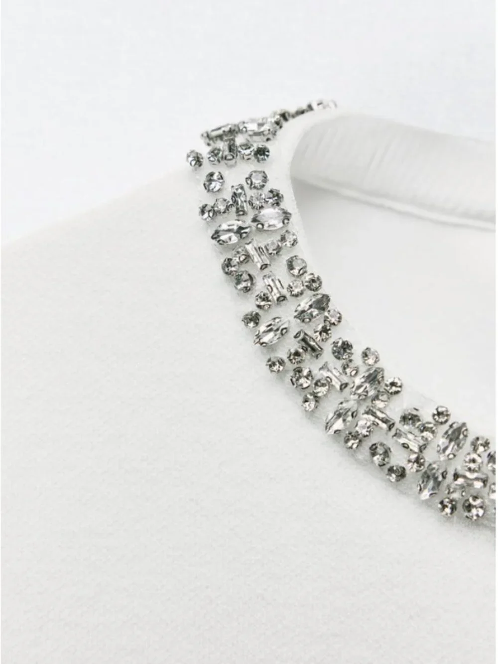 ZARA Small Euc Knitted Top With Rhinestone Collar - Picture 5 of 10